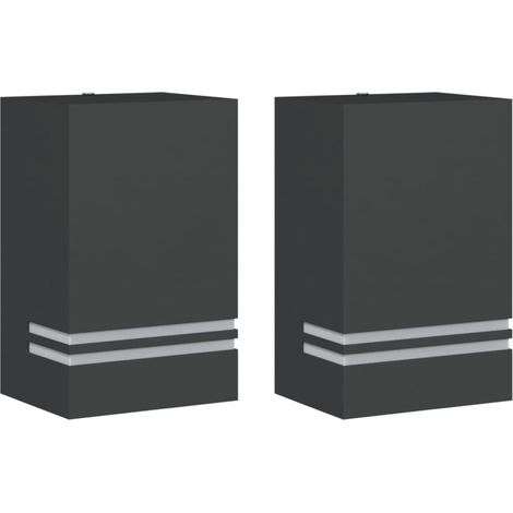 Appliques murales d'extérieur 2 pcs noir acier inoxydable (1/5)
