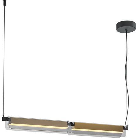 Maytoni Flat Plafonnier suspendu de bar moderne noir et laiton 3000 K 2480 lm abat-jour gris