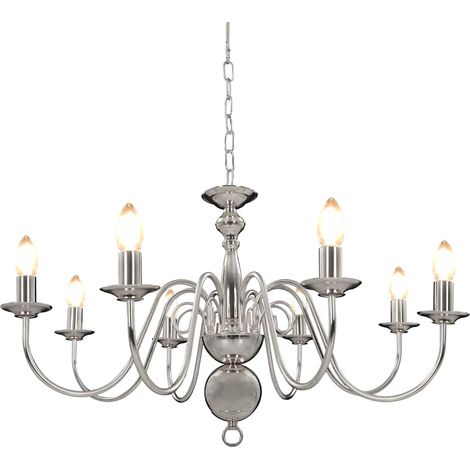 vidaXL Lampadario Argento con 8 Lampadine E14 (1/5)