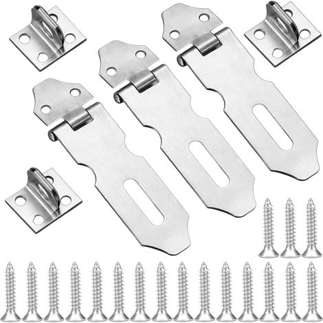 Lot de 3 verrous à loquet 2 pouces avec 6 vis, loquet en acier inoxydable pour fenêtre, porte, armoire, cage pour animaux (argenté) (1/5)