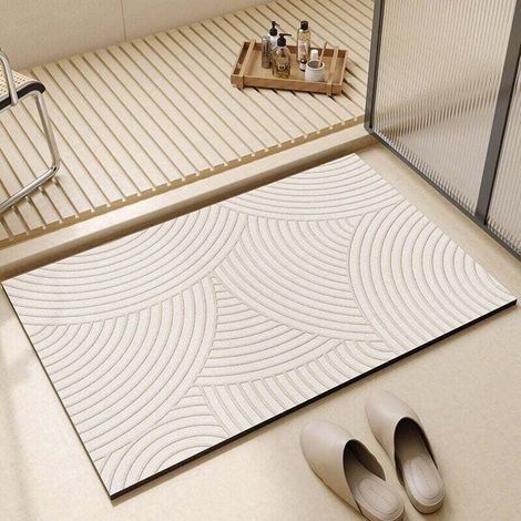 Absorbant Tapis Salle de Bain/Diatomite Microfibre Tapis de Bain/Tapis de sol de salle de bain super absorbant à quatre couches pour Portes de Salle de Bain, Lavable Tapis de Bain(Version améliorée) (1/4)