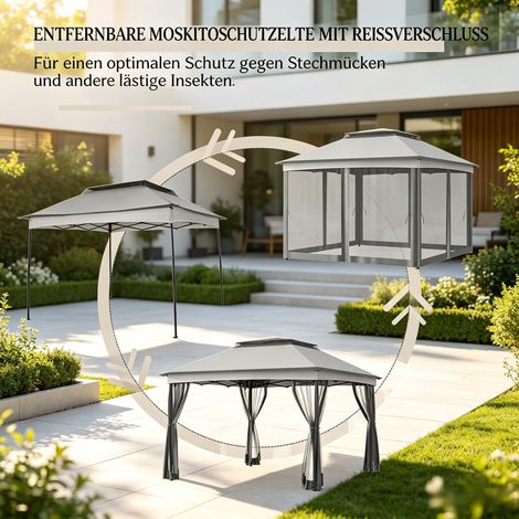 Pavillon de jardin double toit, tonnelle extérieure élégante multifonction pour réceptions, vendu seul (1/4)