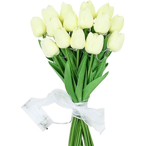 Tulipe Artificielle - Lampe Nuit LED - Hauteur 33 cm - Fonctionne sur 2 Piles AAA - Arrêt Automatique après 6 Heures - Décoration Intérieure (1/5)