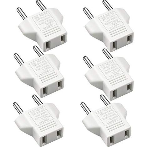 (Blanc - 6 pièces) Adaptateur de voyage standard européen vers standard américain, adaptateur de prise ronde standard européenne vers standard américain