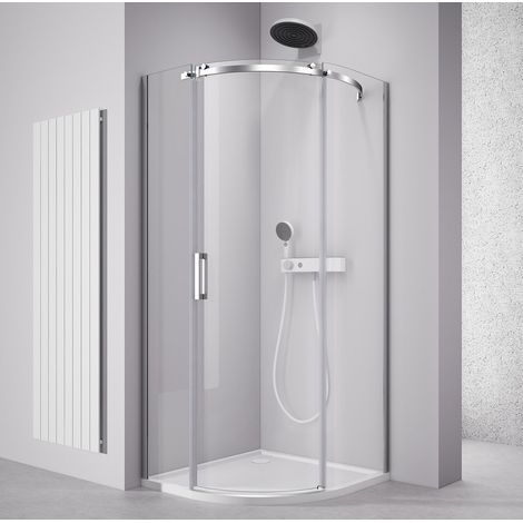 Paroi de douche THRON ROUND quadrant 900x900mm, verre clair, droite (1/4)