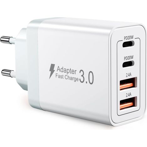 Chargeur USB C 40W, Prise Secteur USB Charge Rapide, PD + QC 2.4A Adaptateur pour 17 16 15 14 13 Pro Max iPad 25 24 23, Convient pour Une Utilisation Familiale ou en Voyage Compact, universel, pour 1 (1/5)