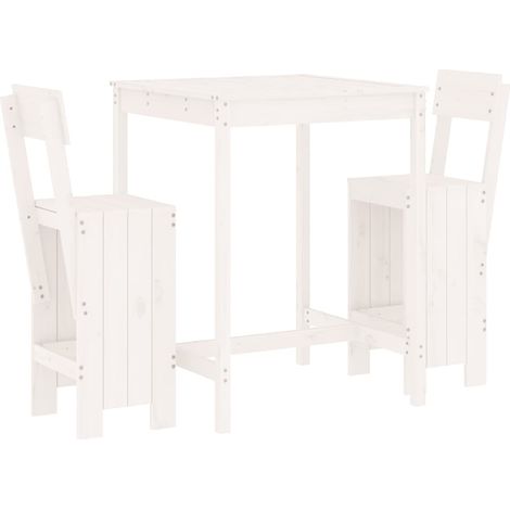 Maison Exclusive - Set Bar da Giardino 3 pz Bianco in Legno Massello di Pino