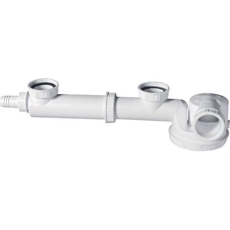 Wirquin Pro – Siphon d'évier ultra-plat 2 bacs Ø40 mm orientable – Garde d'eau 50 mm anti-odeurs – Installation rapide avec bouchon amovible