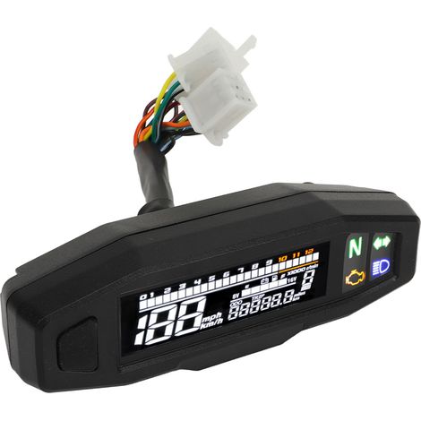 Compteur de vitesse polyvalent avec écran LCD haute précision, jauge de niveau de carburant LED 12 V, universel pour motos de course et motos de course. (1/5)