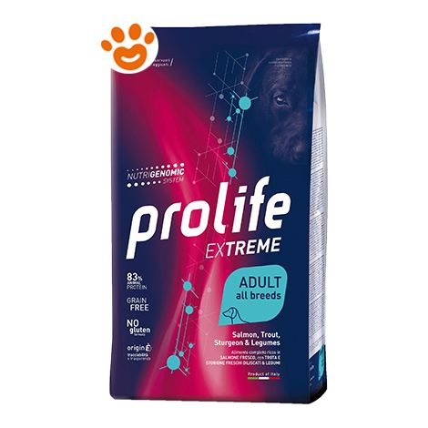 Prolife Dog Extreme Adult All Breeds Salmone, Trota, Storione e Legumi - Sacco 10 Kg -