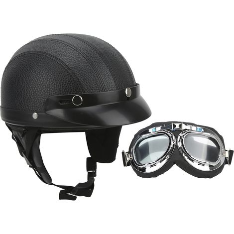 Casque moto avec visière anti-buée et protection UV, simili cuir, universel pour scooter et moto (1/5)