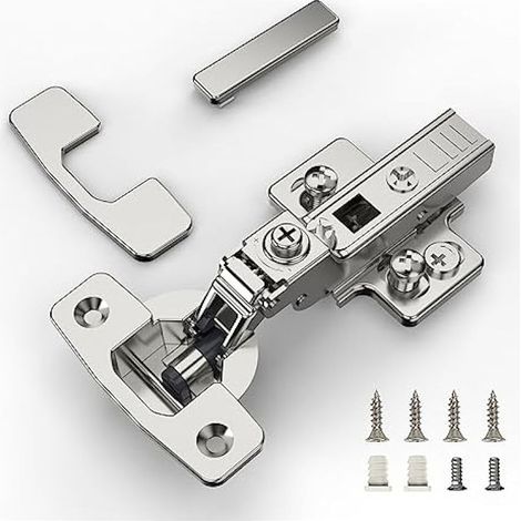 CYRILL – 2 pièces Semi Recouvrante charnières d'armoire avec charnière à fermeture amortie Réglage 4D (profondeur, côté, hauteur et vitesse de fermeture) Charnières à recouvrement complet (1/4)
