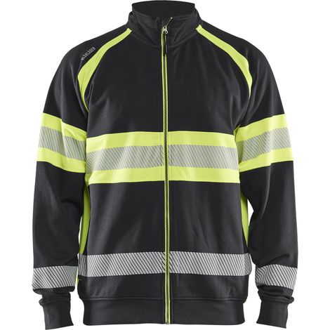 Sweat de travail zippé haute visibilité 3551 - Noir/Jaune 4XL