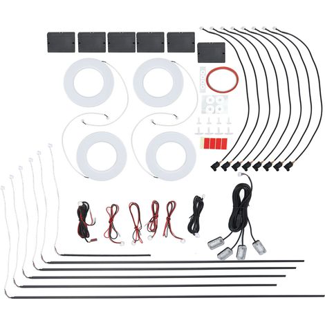 Ruban LED d'ambiance 32 couleurs, contrôle par application mobile, luminosité réglable, bande lumineuse universelle pour voiture (1/5)