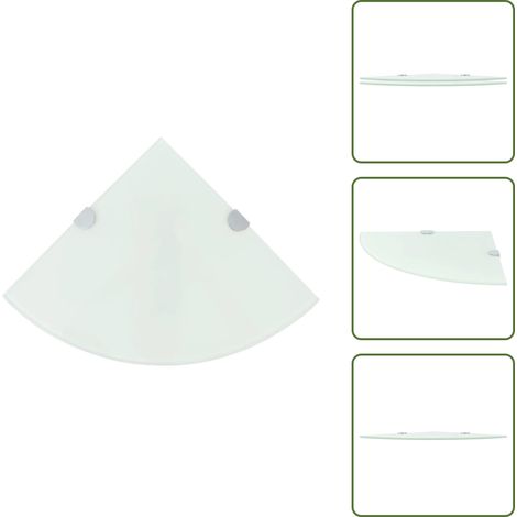 Eckregale 2 Stk. mit Verchromten Halterungen Glas Weiß 25x25 cm - Wandregal - Eckregal - Glasregal - Wohnwandregal - Küchenregal (1/5)