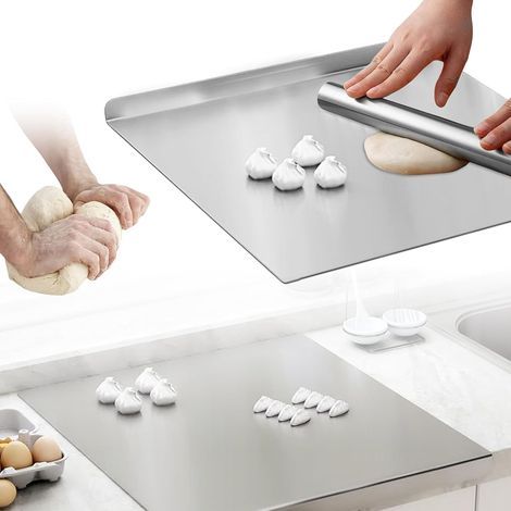 Planche À Découper En Acier Inoxydable 40 X 30 cm Planche À Pétrir Inox, Planche à Découper Inox Planches À Découper Avec Bord D'arrêt Plan De Travail De Cuisine Pour Cuisine, Bar, Restaurant (1/5)