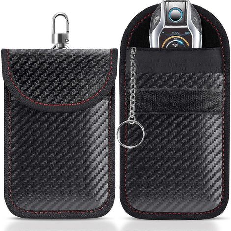 Lot de 2 pochettes Faraday pour clés de voiture - Pochette bloquant le signal RFID pour clés de voiture - Sac anti-RFID pour la sécurité de votre véhicule (1/5)