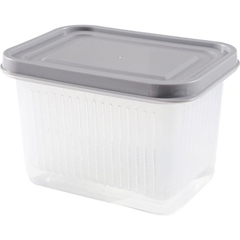 Récipient alimentaire avec égouttoir et couvercle en plastique PP pour réfrigérateur de cuisine, pour oignon, gingembre, ail (1/5)