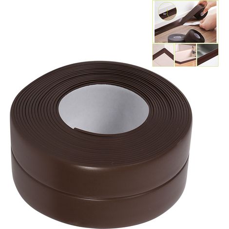 Bande d'étanchéité adhésive pour lavabo et mur - Bordure de joint cuisine marron 38mm x 3.2m