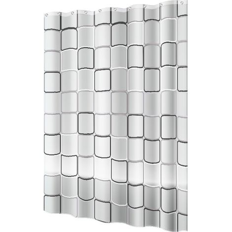 Rideau de douche imperméable, anti-moisissure, pour salle de bain familiale et hôtel, 80 x 180 cm (motif à carreaux) (1/5)