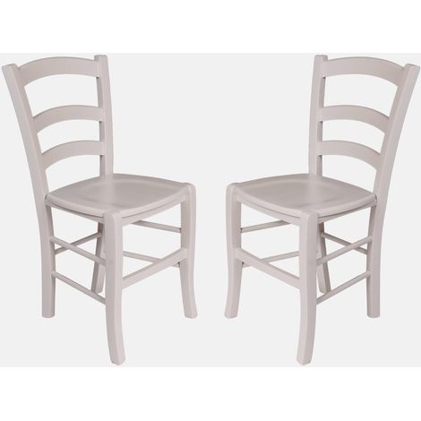 Ensemble de 2 chaises en Bois Classiques, pour Salle à Manger, Cuisine ou Salon, cm 46x42h87, Assise h cm 47, Couleur Blanc (1/3)