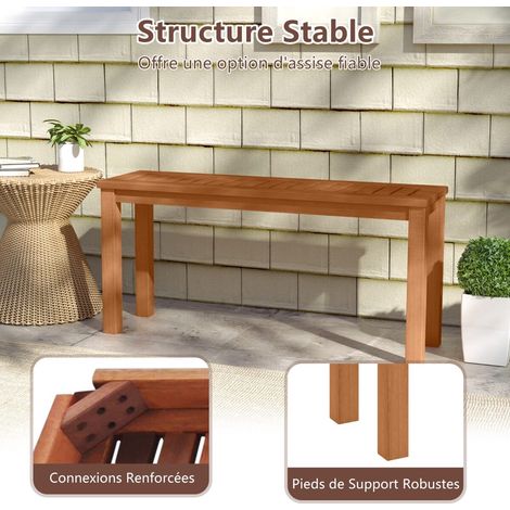 Weatherproof garden bench without backrest 2-seater bench up to 150 kg wooden bench park bench (1/5)
