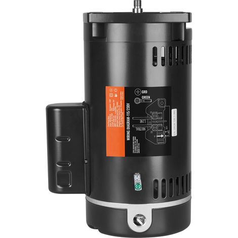 Pompe de piscine moteur 1,5 CV, 56Y, 115V/230V, 3450 tr/min, 60Hz, condensateur 90µF, rotation anti-horaire, remplacement bride carrée. (1/5)