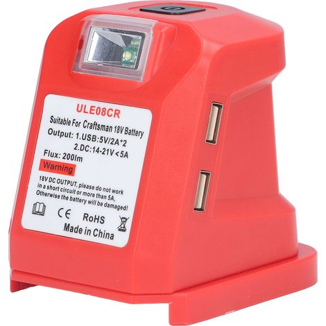 Projecteur rechargeable 14.4-19.2V avec ports USB, lampe de chantier à batterie lithium, outil électrique portatif (1/5)