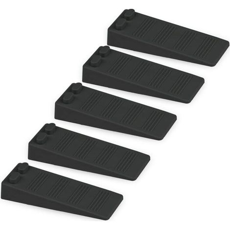 5 pièces cale porte caoutchouc souple, Hauteur Reglable Antidérapante bloc, Non Toxique, Non Odeur arrêt de porte, Protège Sols et Murs, Pour Tapis, Béton, parquets (Noir)