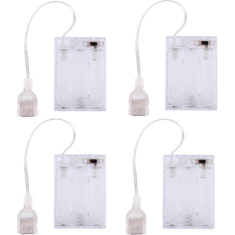 4pcs Pack de Batteries pour Enseignes Au Néon LED 5 V, Boîtier de Batterie Néon USB Transparent pour Convertir les Lumières USB en Lampes Piles (1/5)