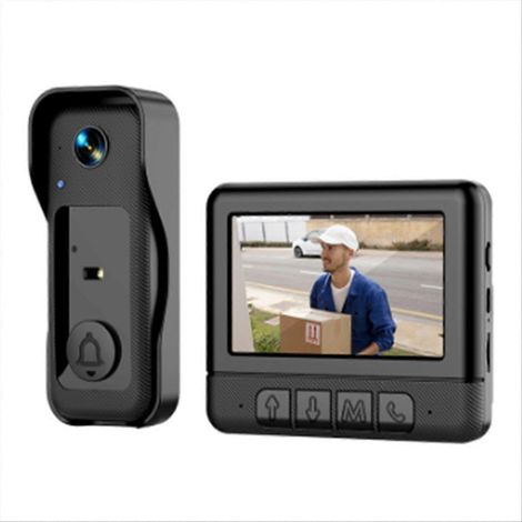 Sonnette vidéo intelligente X6 pour la maison avec écran de 4,3 pouces, interphone vidéo sans fil et vision nocturne infrarouge HD. (1/5)