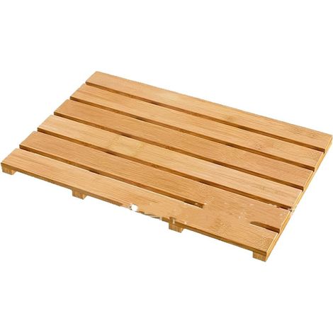 Caillebotis Douche Bois, Tapis Bambou Salle de Bain, Marron, 36.1x54.1 cm (1/4)