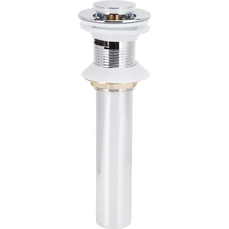 Scarico per lavabo, scarico per bagno con copertura protettiva removibile. Tappo di scarico per lavabo senza troppopieno. Tappo di scarico in ottone. Tubo di scarico in acciaio inox (con foro). (1/5)