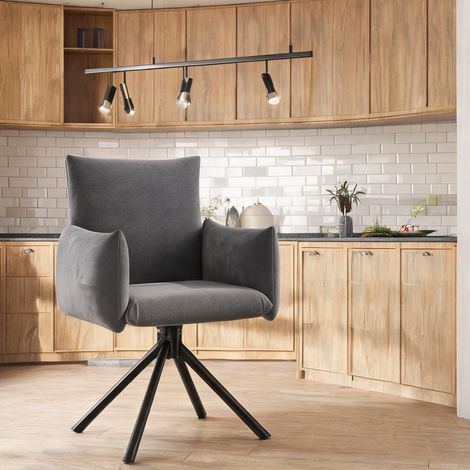 6 fauteuils pivotants velours gris pour bureau en velours (1/5)