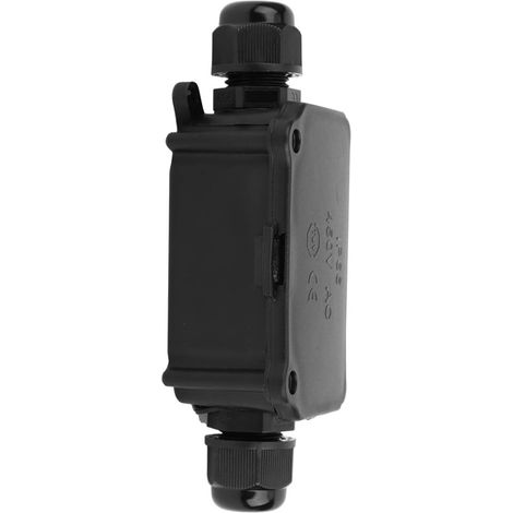 Boîte de jonction étanche IP66, boîtier pour le raccordement d'un câble de distribution à 2 voies, noire, étanche à la poussière (1/5)