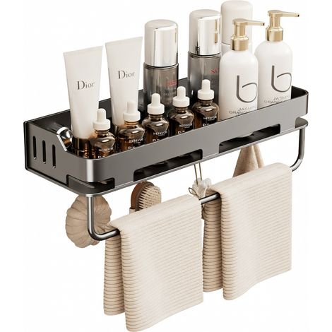 Mensola a ventosa per bagno grigio antracite 40 cm (1/5)