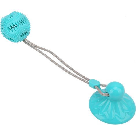 Jouet à mâcher pour chien à ventouse, balle sphérique anti-fuite de molaires, jouet en corde pour chien, bleu lac (1/5)