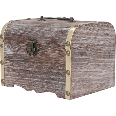 Coffre à Monnaie en Bois Artisanal Sécurisé Écologique, Tirelire avec Serrure Rouge pour Bijoux, Passeport, Argent (1/5)
