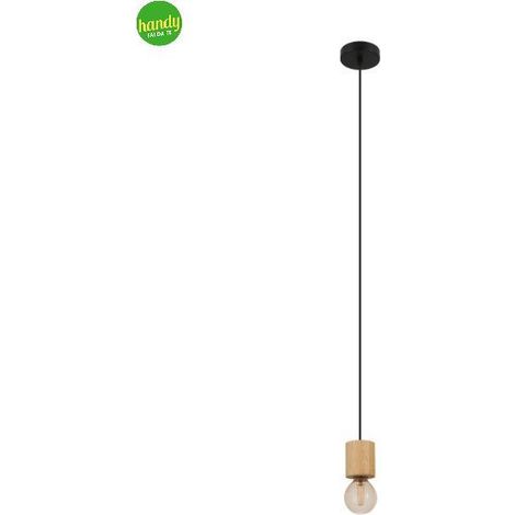 Lampada a sospensione TURIALDO Eglo E27 legno di pino e acciaio nero (1/2)