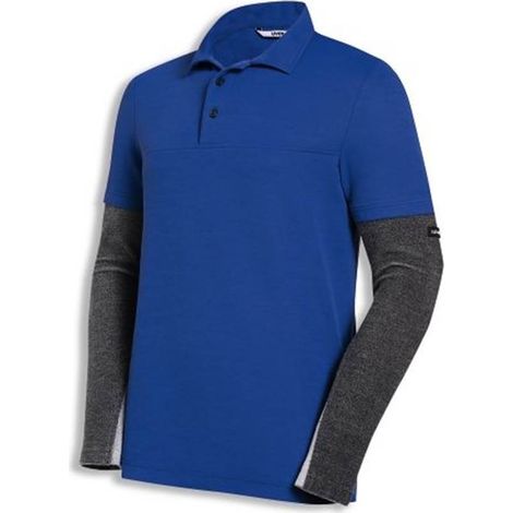 Uvex Cut Nanoflex Herren-Arbeitsshirt - Blaues Männer-Poloshirt - Ärmel mit Schnittschutz-Stufe 5: M
