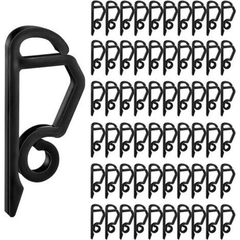 60 Pack Mini Christmas Lights Hanging Hooks, Plastic Weatherproof Hanging Hooks for Home and Christmas Decor (Black) (1/5)