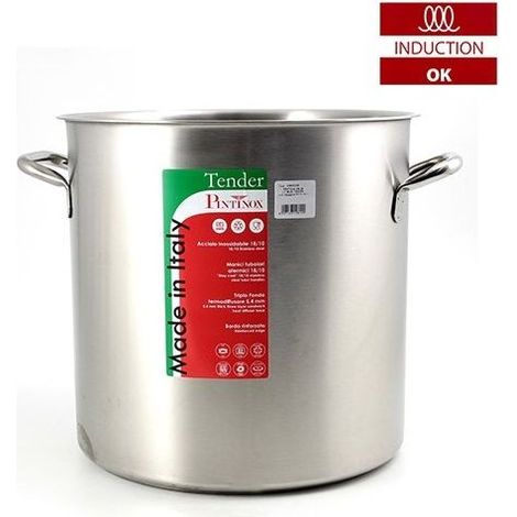 Pinti inox Pentola In Acciaio Inox Per Induzione Con Due Maniglie - Diametro Cm 45 - Altezza Cm 40-capacità Lt 63,5