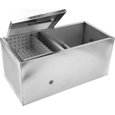 Dreistufiger Fettabscheider aus Edelstahl für Profiküchen, 50 x 25 cm, 2 Einlässe, Fettfalle für Restaurants (1/5)
