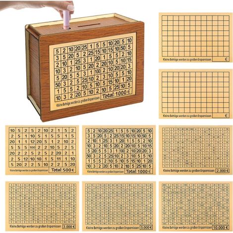 Japanisches Sparschwein aus Holz, Vintage-Spardose, Goalsaverbox-Sparkasse mit 8 Zielen 500 1000 2000 3000 5000 10000 Hilft Kindern und Erwachsenen, mit dem Sparen zu beginnen (1/4)