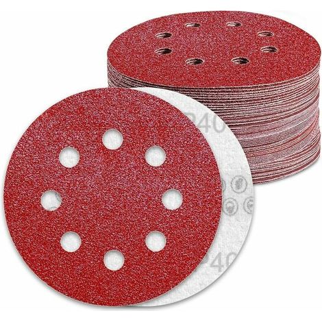 70 Stück Schleifscheiben, 125 mm, Körnung 40, Schleifpapier, 8 Löcher, Schleifscheibe für Exzenterschleifer (1/5)