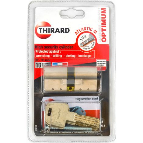 Cylindre double de sécurité 33x33 nickelé débrayable pour porte ATLANTIC M THIRARD (1/4)