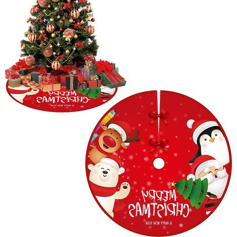 Jupe de sapin de Noël 90 cm, tapis en tissu brossé, motif personnalisé, tapis de sol pour sapin de Noël, décorations pour le Nouvel An (1/5)