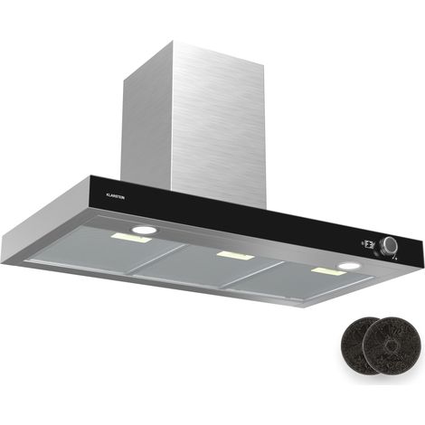 Klarstein AirNova Extractor Hood - 90cm Wall-Mounted Cooker Hood, 620 m³/h Air Flow, A++ Energy Efficiency, LED Lighting 6500K, Quiet 49 dB, Stainless Steel, Recirculation & Exhaust