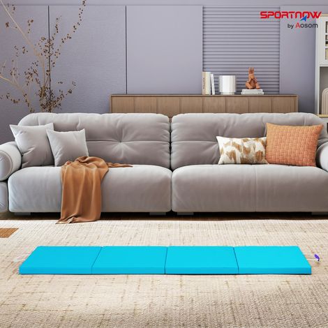 Tapis de gymnastique pliable, 5 cm d'épaisseur, bleu et violet foncé (1/5)