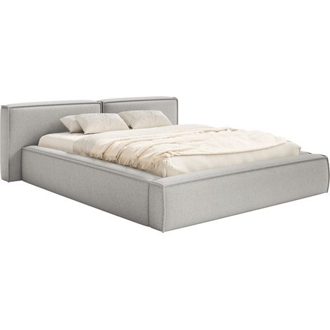 Selsey Tilves Low – Polsterbett 160x200 mit Bettkasten und Lattenrost, Chenille, hellgrau